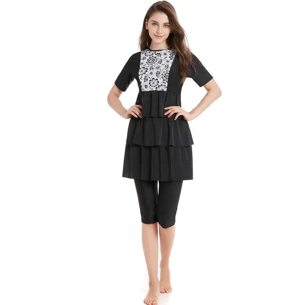 Black Swimming Suit For Muslim Fashion Swimwear Women Swimsuit Long Sleeve Arabic Turkey Pakistani Islamic Swim Wear