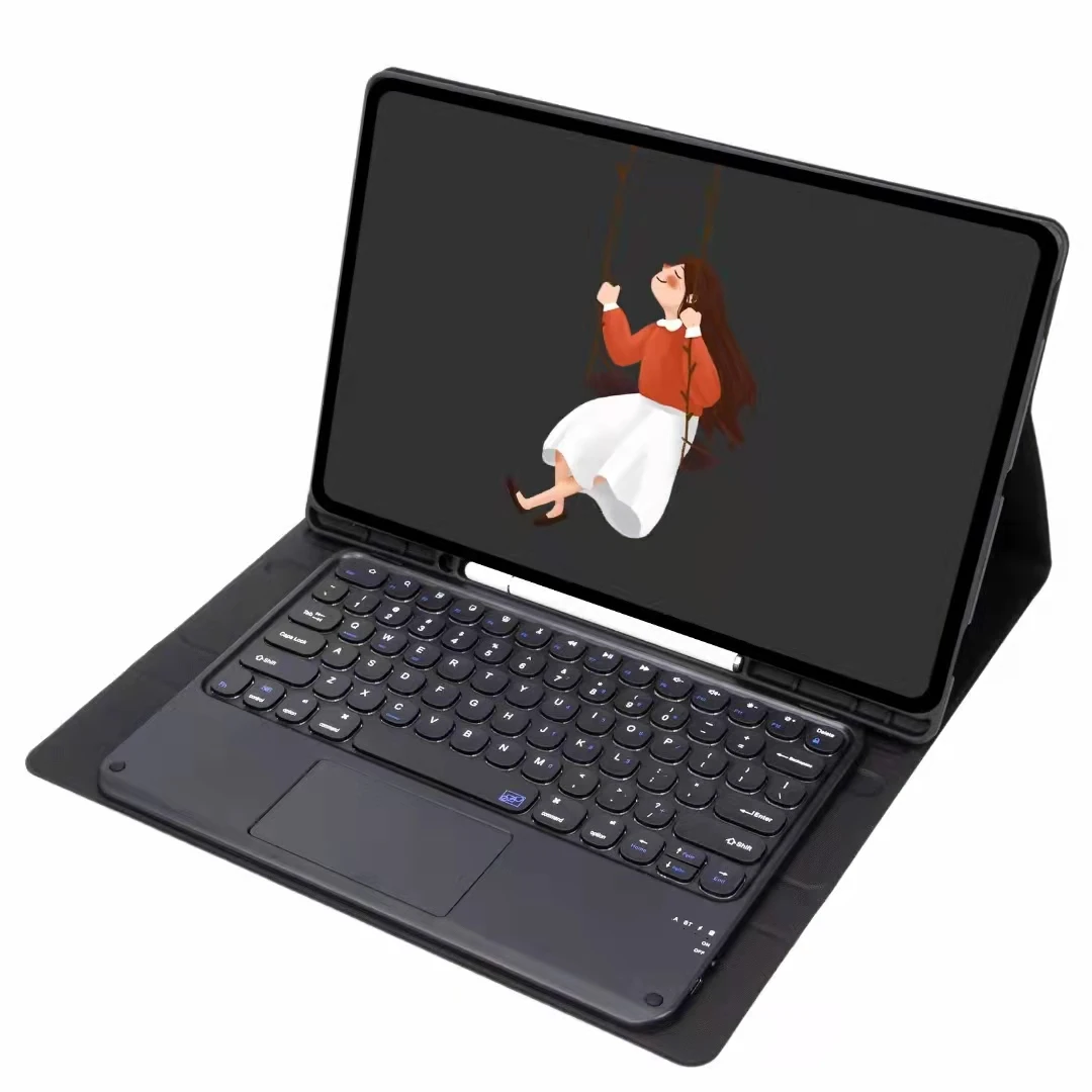 Wireless BT Touchpad Keyboard Tablet Case for Samsung Tab S8 ultra 14.6 inch with Pen Holder