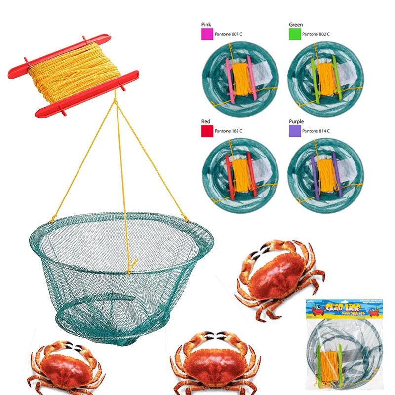 Kids Crab Drop Net Twin Ring With Mesh Bait Bag For Beaches,Harbours