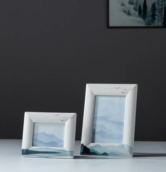 White Ceramic Electronic Photo Frame Magic Mirror Square Crystal Logo Printing Accept,gravure Printing Handpainted Songxing