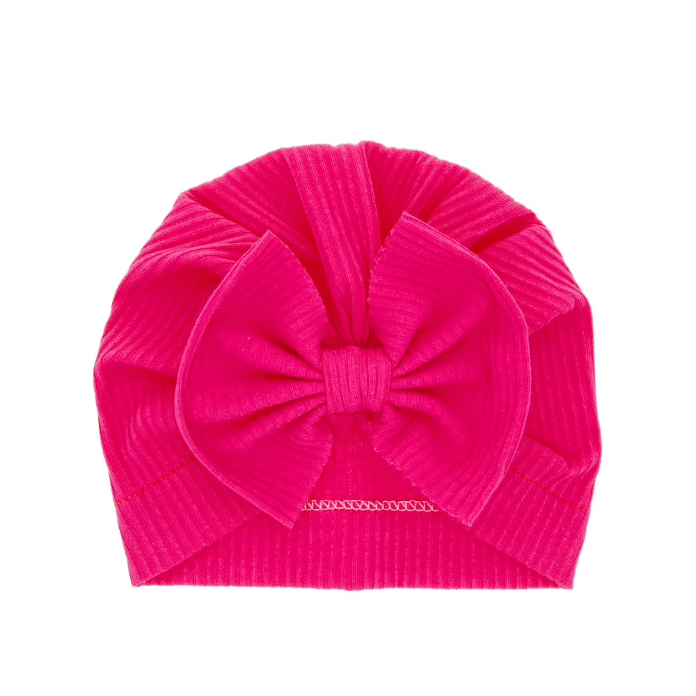 Lovely Solid Color Thick Newborn Hat  Baby Cotton Soft Big Bow Turban Bonnet Babies Infant Toddler Turbans
