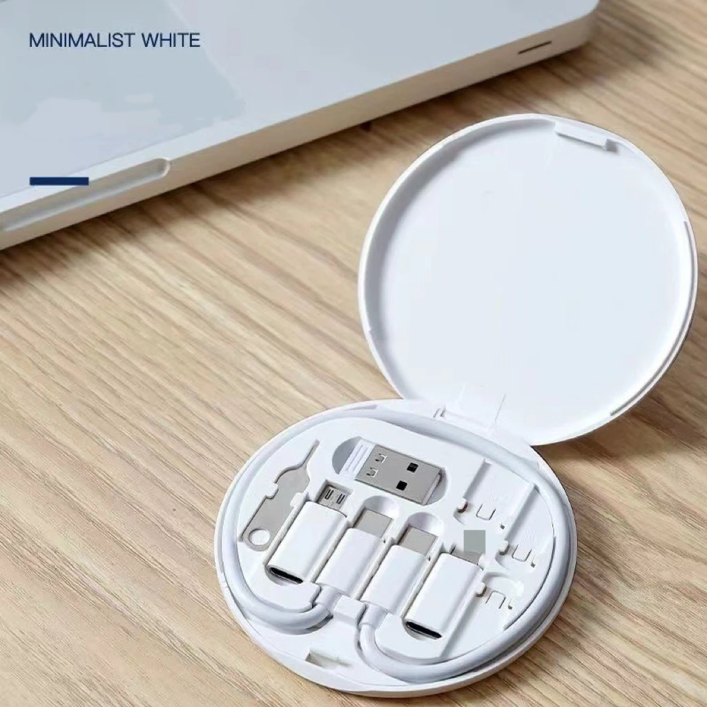 iStapromo Gifts Portable multifunction data cable digital storage box data cable 60W fast charging cable five-in-one three-in-1