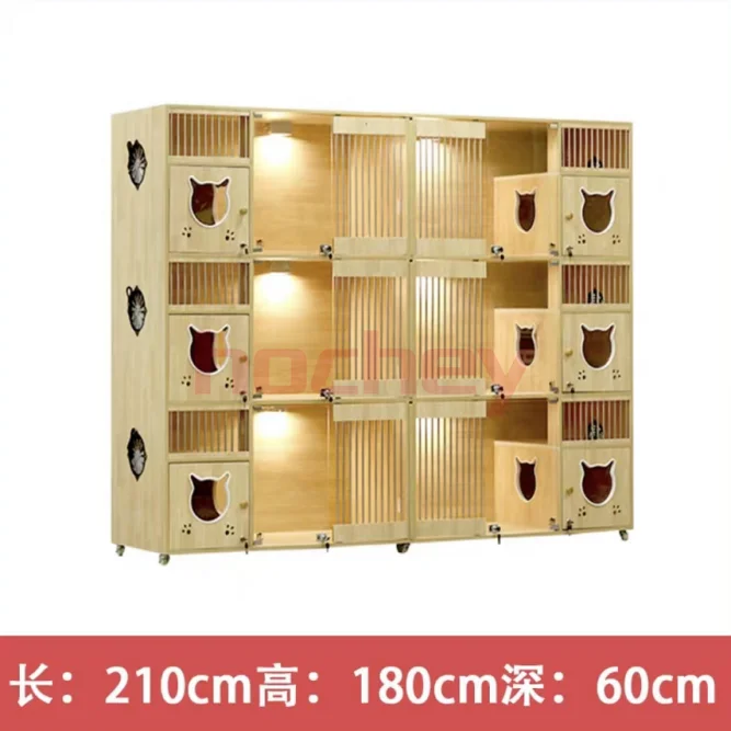 MT Medical customized high quality wooden cat cage light pet kennels temper glasses for animal shop