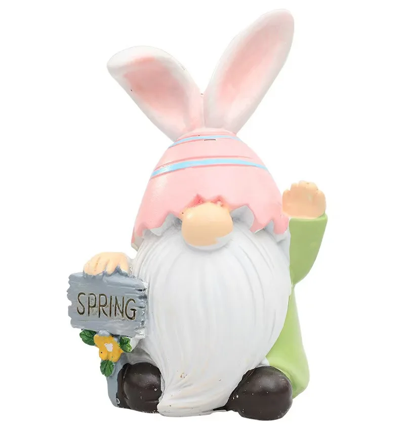 Customized Wholesale Easter Cute Resin Elf Rabbit Dwarf Ornaments for Holiday Decoration Gifts
