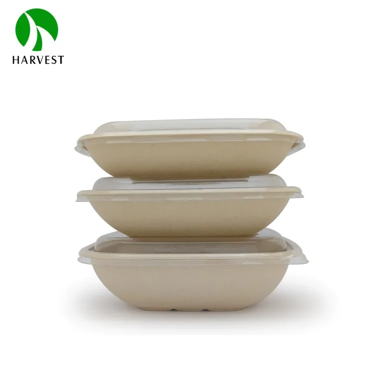 Takeaway Catering Biodegradable Disposable CB48 Sugarcane Pulp Bagasse Salad Bowl