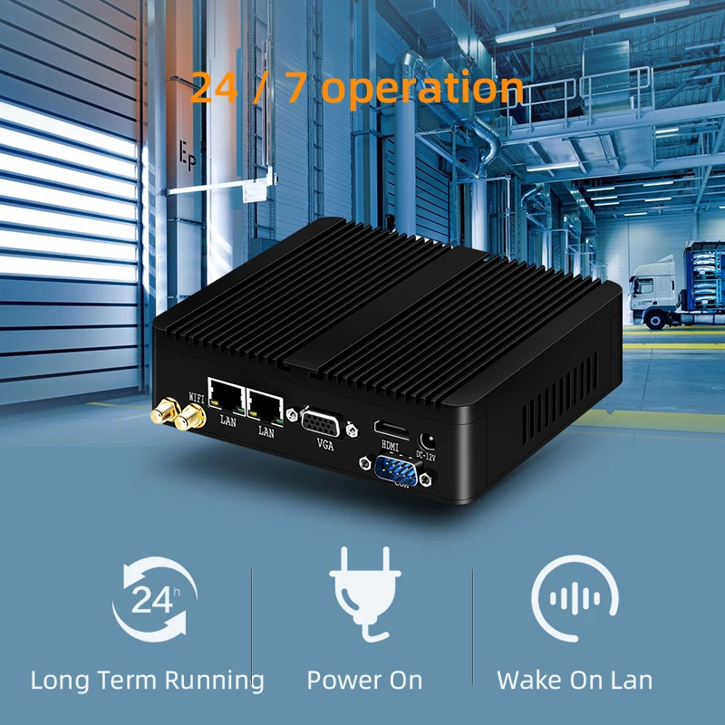 HLY J1900 мини промышленный ПК компьютер четырехъядерный Linux Pfsense 2 Gigabit Ethernet RS232 Barebone Micro computador 4G Ram 128G
