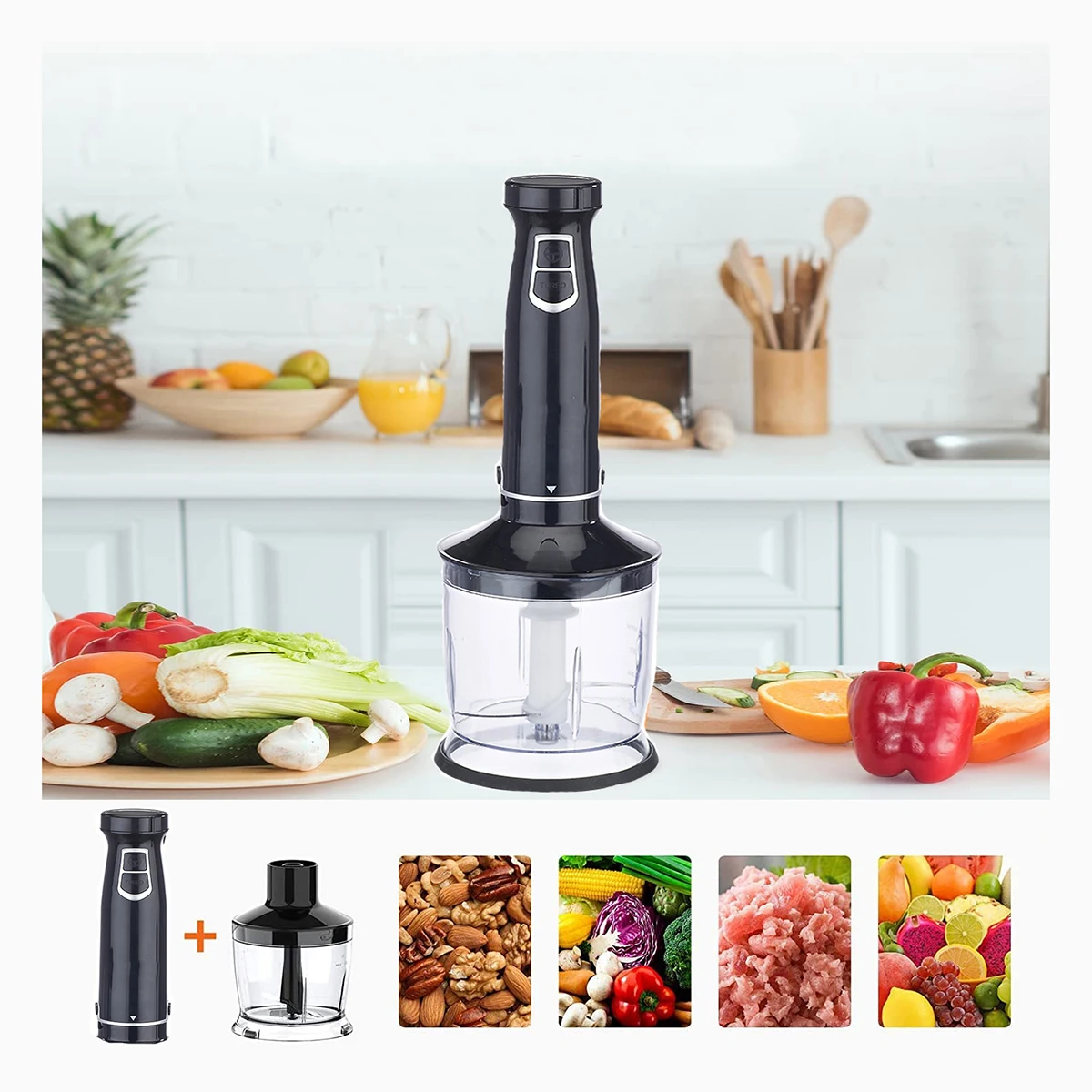 Multi-Use Immersion Blender, Hand Blenders with Powerful Copper Motor 800W Stick Stainless Steel handheld blenders