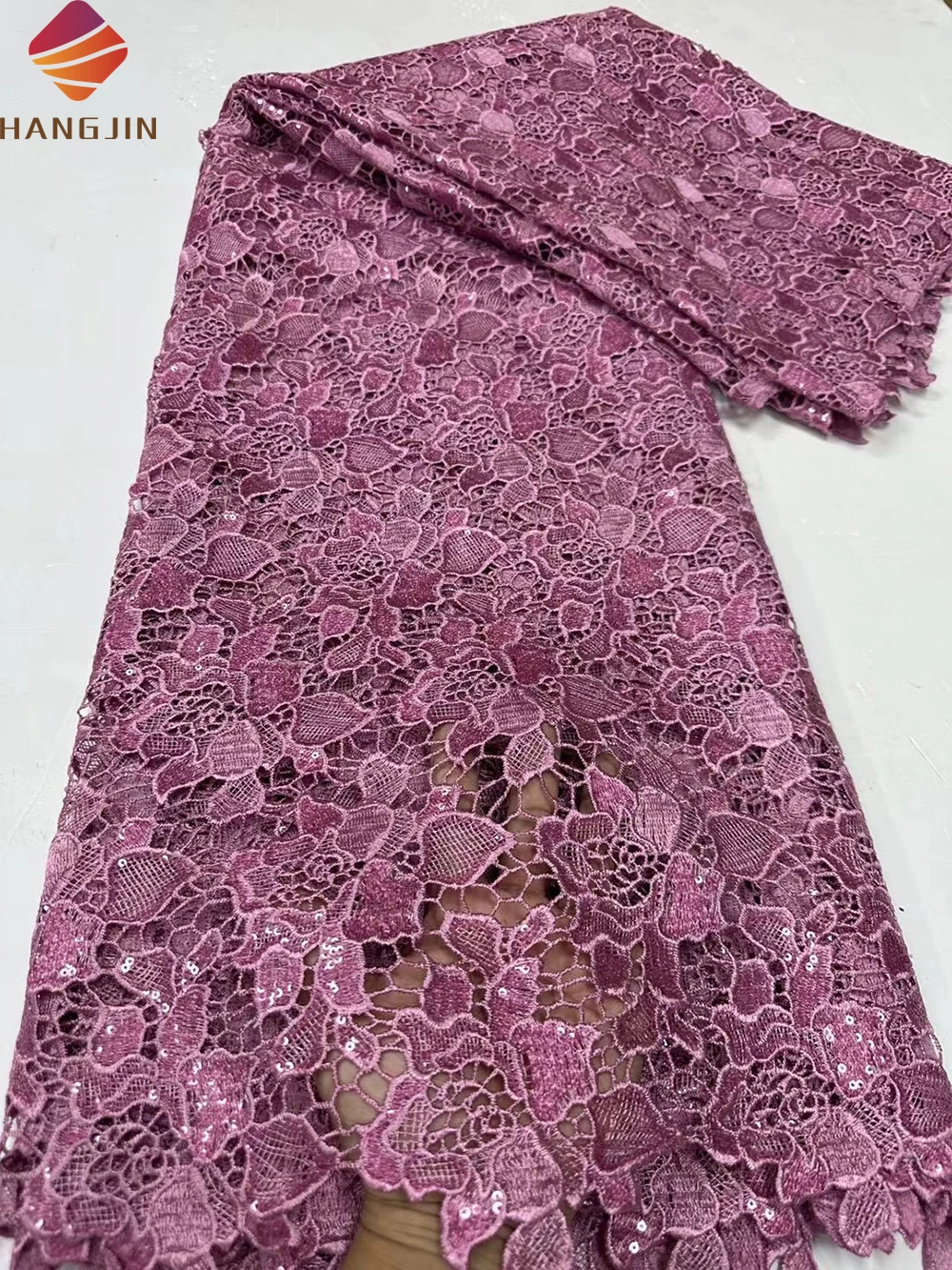 Nigerian Wedding Milk Silk Guipure Laces Embroidery African Cord Lace Fabric With Sequins For Senegal Women Dresses