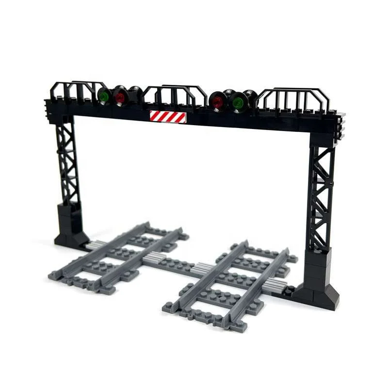 Stemedu Railway Bricks City Train Traffic Light Signs Model Trein Track Rails Straight Railways Building Block