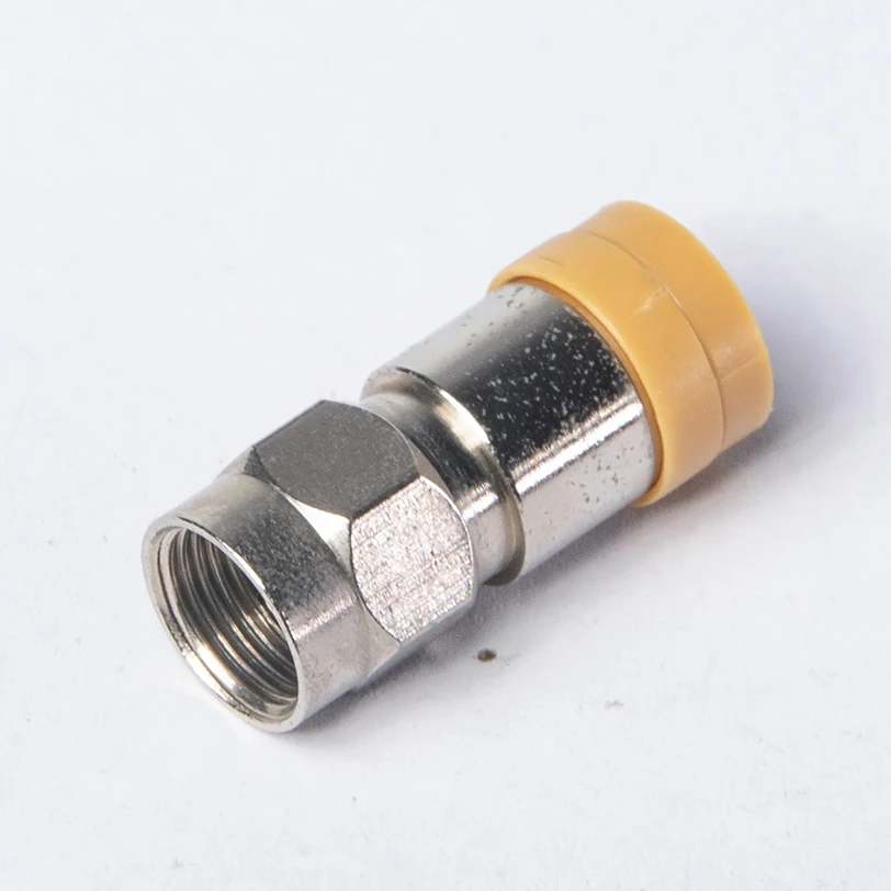 Supplier 50 ohms male plug crimp plated nickel straight for rf cable assembly RF coaxial F connector