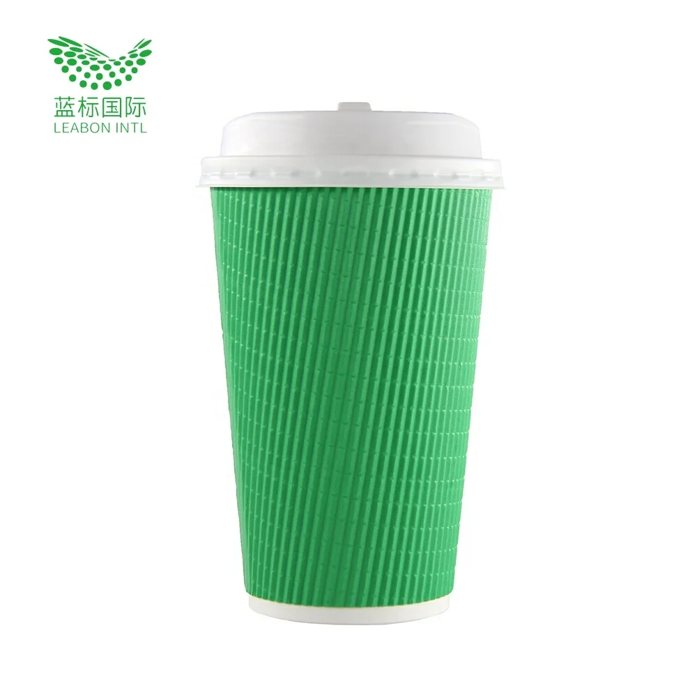 Environmentally friendly and degradable custom 12oz printed ripple wall paper coffee cup