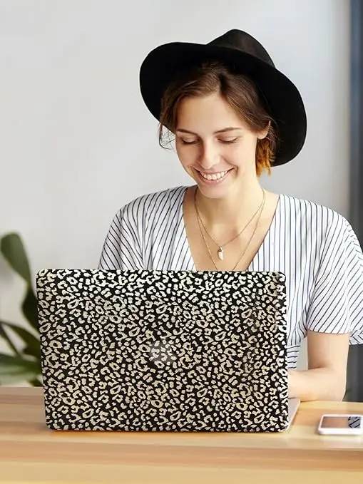 Luxury Glossy Leopard Leather Plastic Hard Shell Case laptop case for Macbook Air 13/15/16 M1 M2 M3