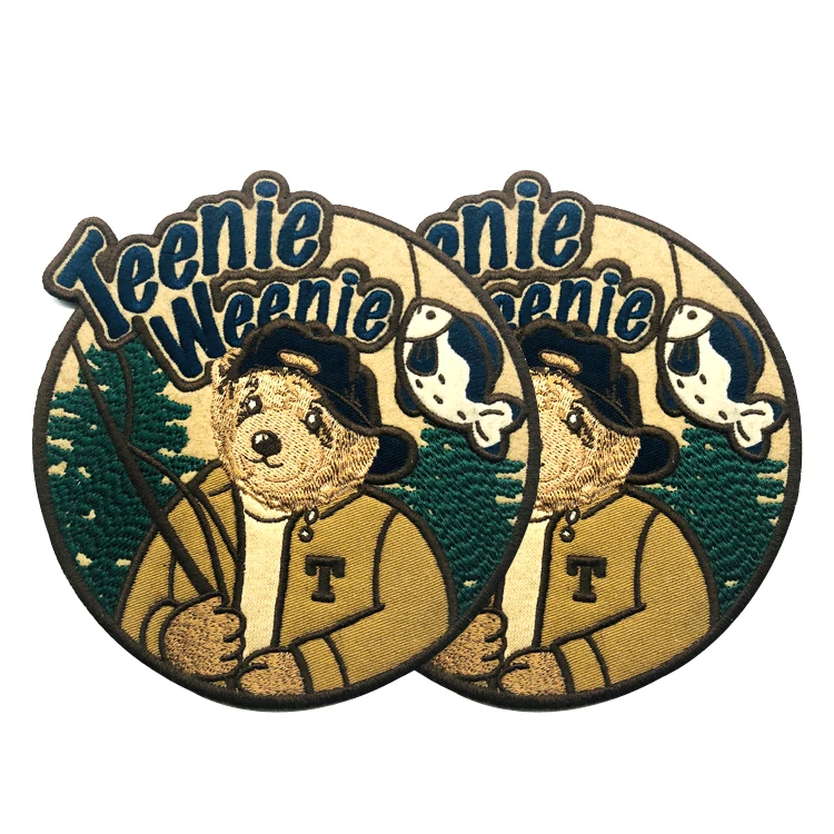 Embroidered Service Custom Cute Bear Animal Logo 100% Machine Embroidery Patches and Badges with Sew on
