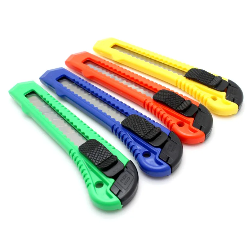 Cheap factory price hand tools safety retracting mini office paper cutter utility knife with 18mm blade