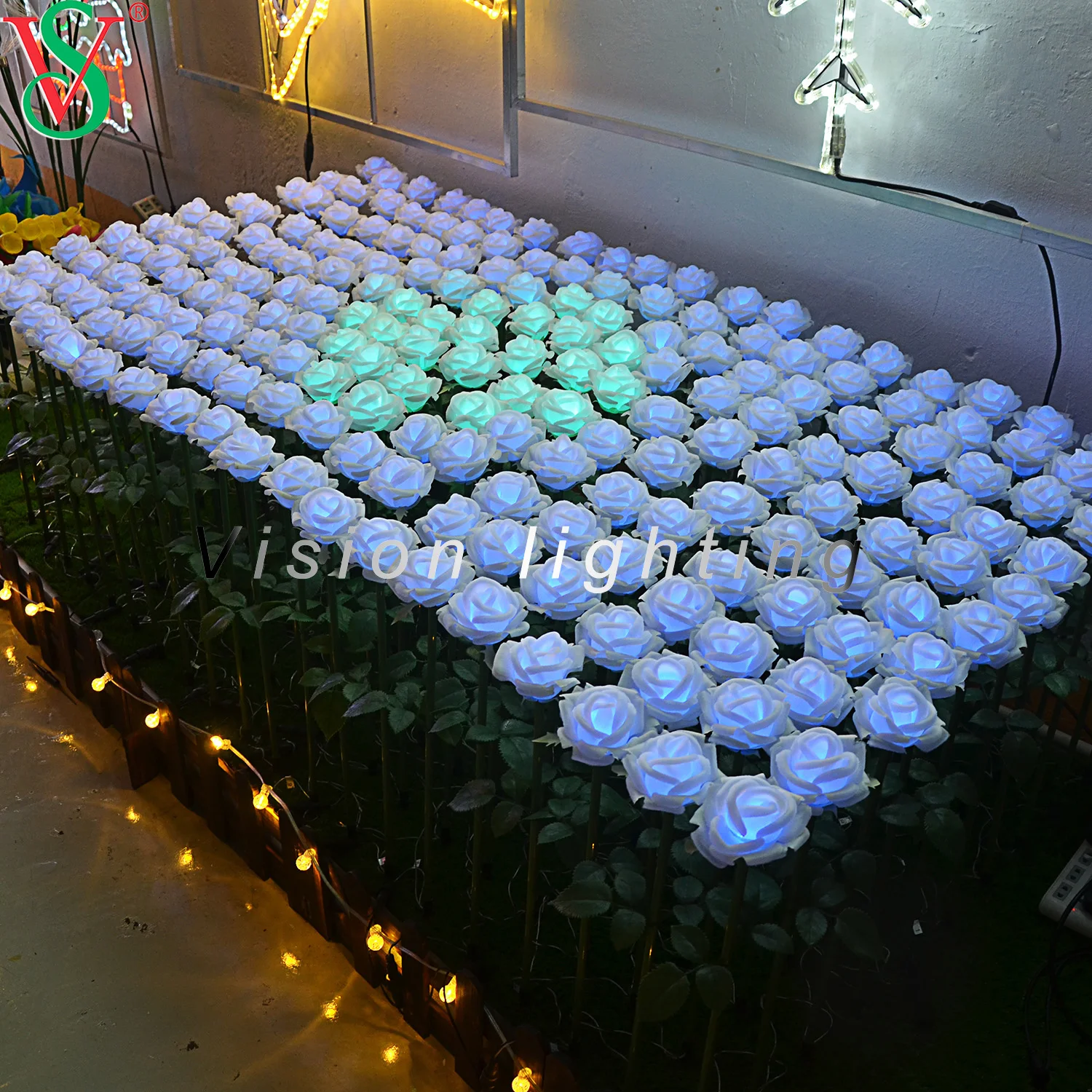 Programmable decoration IP65 Landscape Artificial LED DMX Rose Christmas smart outdoor RGB flower light