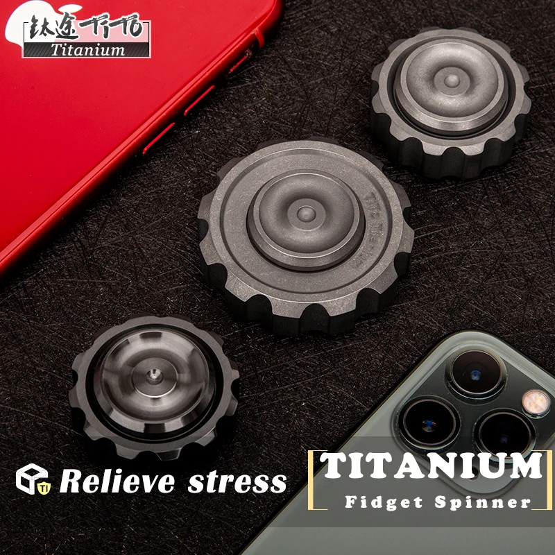 TiTo Titanium Zr Alloy Gear Finger Spinner EDC Fidget Hand Gyro Anti-Anxiety Toy Relieves Stress Adult Kids Toy