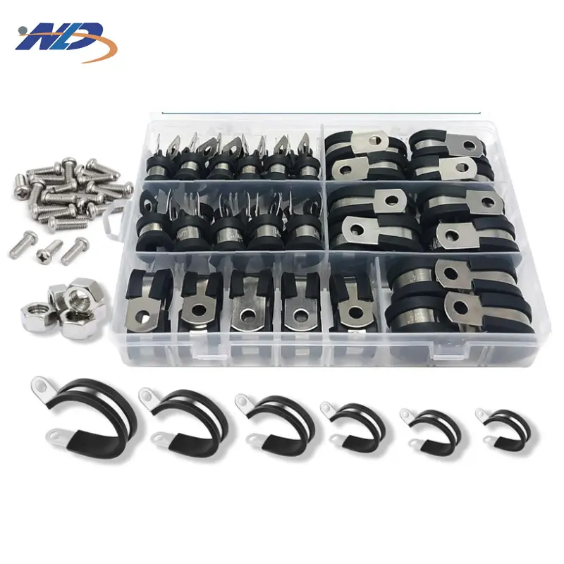 52pcs 304 Stainless Steel Galvanized Steel Plastic Cable Hose Clamps Assortment Kit 20mm Band Width Metric Inch Measurement