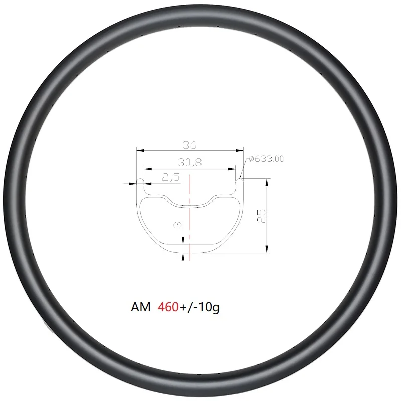 
29er MTB AM bike 36mm wide hookless carbon rim clincher tubeless 25mm deep UD 3K matte glossy 24 28 32 H mountain disc bike 