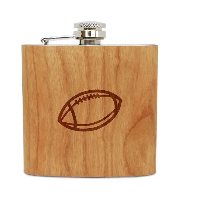 6 oz 7 oz 8 oz promotion custom stainless steel pu leather whiskey wooden hip flask