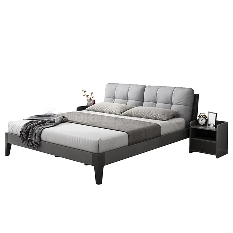 
Luxury furniture sold wood bed and mattress set bed frame queen with closet and bedside table 