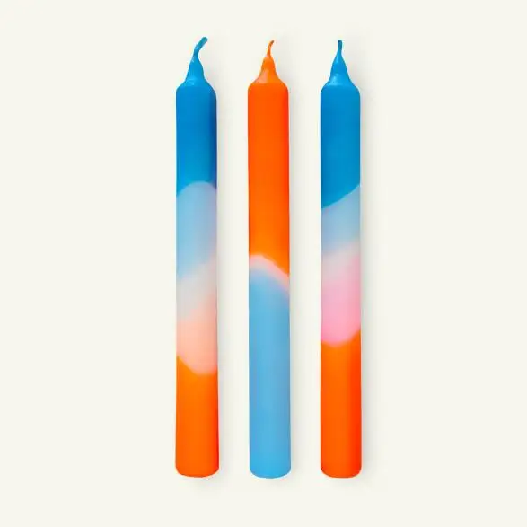 Dip Dye Neon Candles Taper Stick Pillar Twist Color Candles For Home Decor