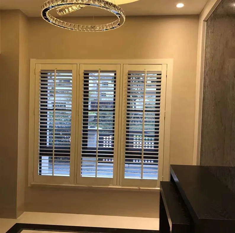 White color upvc shutter for window plantation shutters pvc