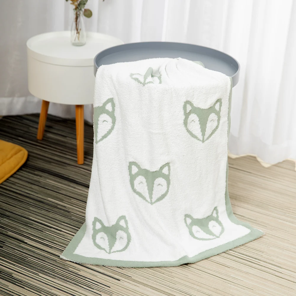 Baby Cotton Knitted Blankets Custom Woven Blanket Own Design Double Sided Blanket