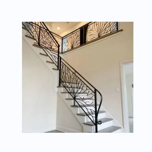Stainless Steel Railing Flowers Black Iron Pipe Railing Stair Railing Modern Design For Villa