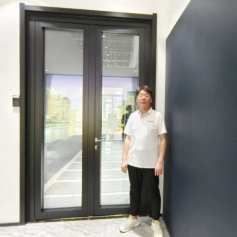 Door Frame Black Door Hinge Aluminium Hinged Doors Hot Selling Aluminum Glass Swing Graphic Design Garden Modern Aluminum Alloy