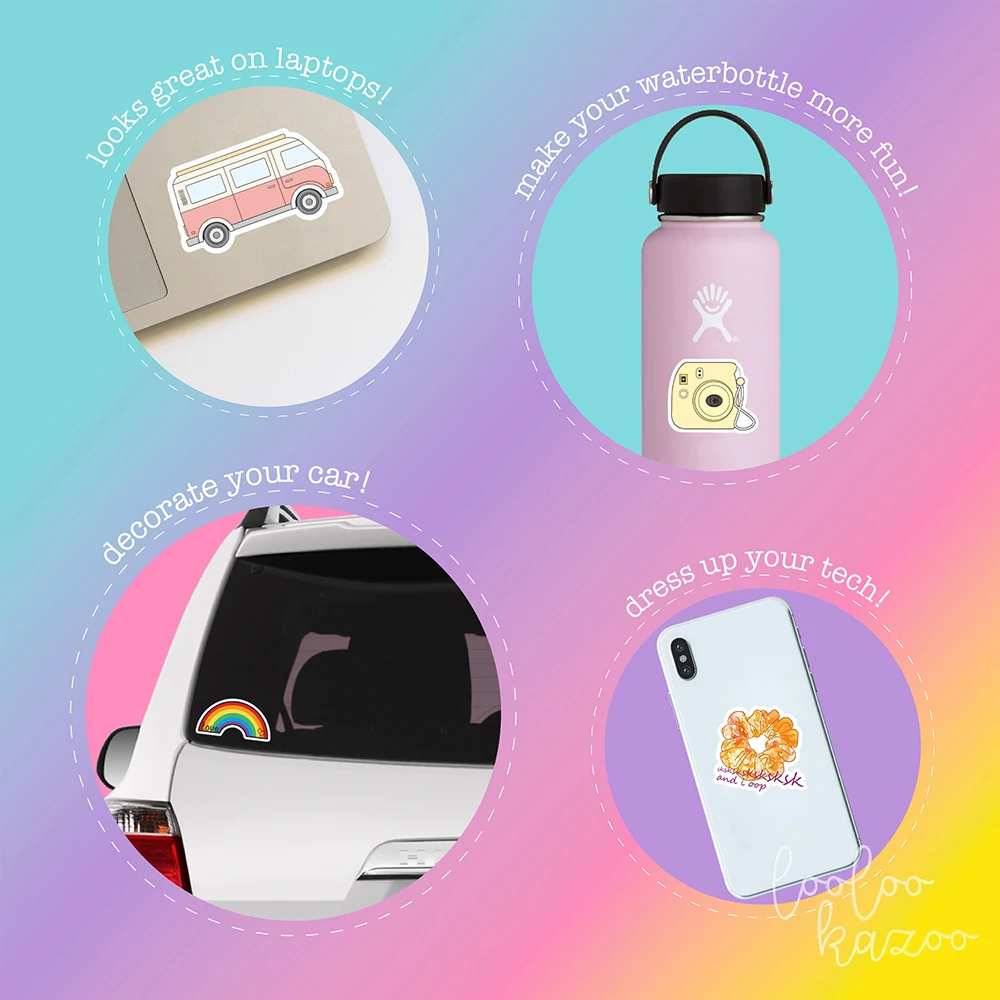 2020 New Arrival 50 PCS Per Pack VSCO GIRL Camera Scrunchies Meme Water Bottle Stickers