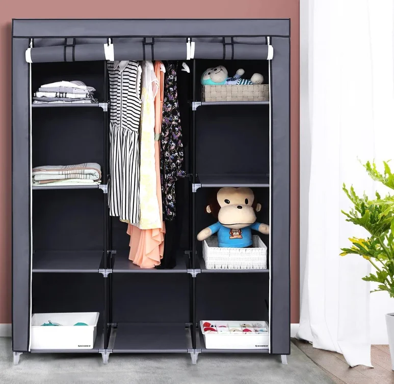 
Non-Woven Fabric Wardrobe Portable wardrobe closet strong metal frame big capacity wardrobe for home 