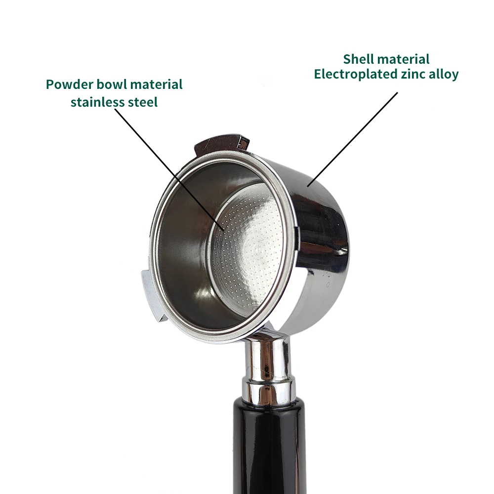 Wood Handle Coffee Filter Stainless Steel Tail Section Espresso  51mm 54mm 58mm Black Coffee Portafilter