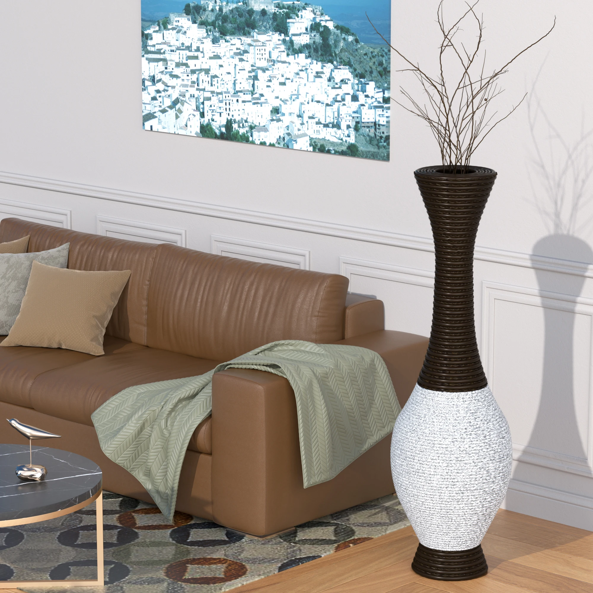 USA Free Shipping Floor Vase Large Home Artificial Rattan Vase Decor Accent For Living Room Entryway Large Decorative Vases