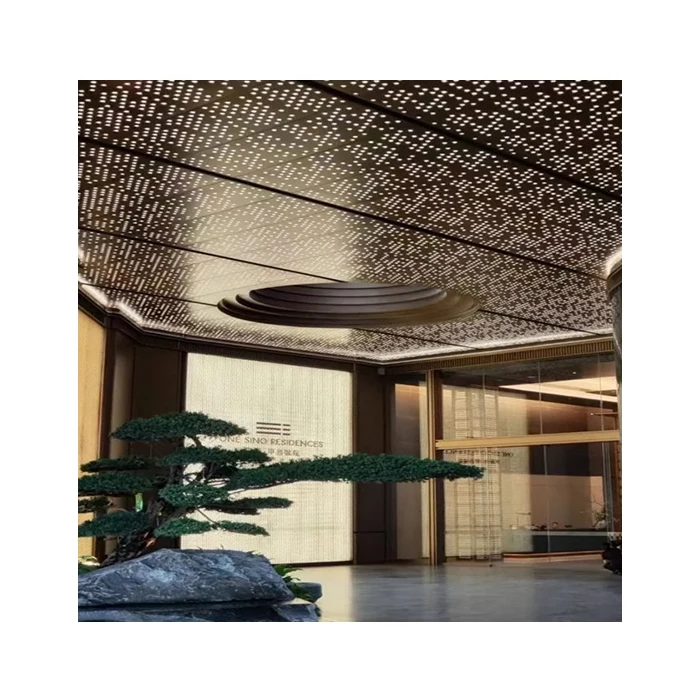 Pop Ular Soundproof Material Perforated Board Ceiling Tile Aluminum Perforated Cnc Cut Metal Ceiling Panels