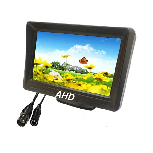Низкая цена 5 дюймов ЖК-монитор CCTV CVBS Мини автомобиля 12V AHD автономный экран дисплея с переориентацией в горизонтальной плоскости Направляющая линия BNC вход