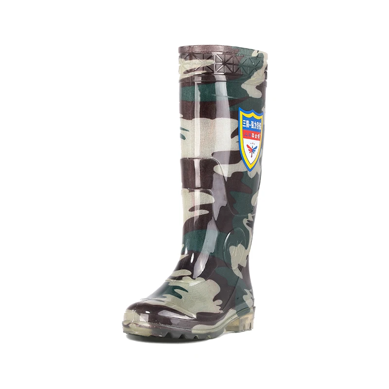 High quality wholesale labor galoshes for men in green camouflage Wellington hunting boots waterproof