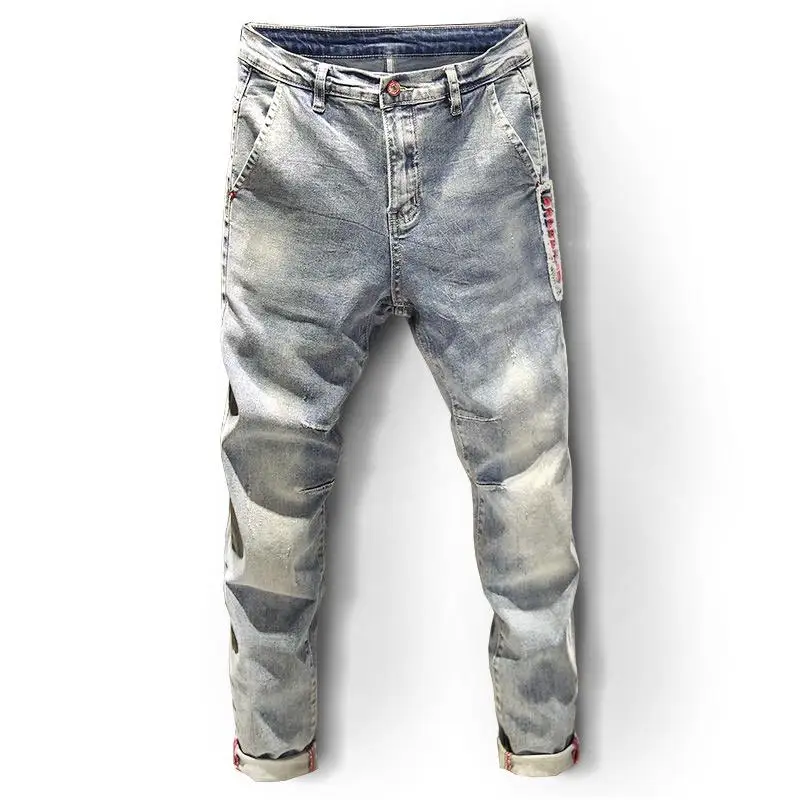 New arrival spring summer 2024 fashion street slim fit custom jeans purple brand jeans denim ripped mens