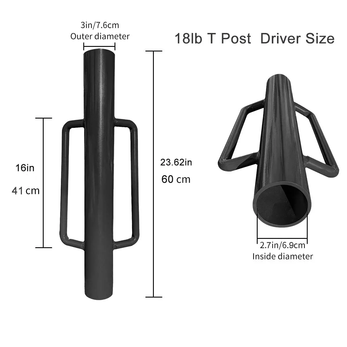Metal fence column driver, heavy-duty T-pillar hammer with handle, used for installing fence column