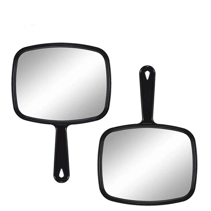 Compact Large Black Mirror Hair Salon Hand Mirror Plastic Square Handheld Mirror for Barber Hairdressing Lash Salon