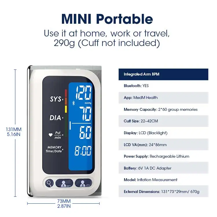 TRANSTEK Blue Tooth Health Automatic Heart Rate BP Machine Digital Nylon Arm BP Cuff Blood Pressure Monitoring Device with App