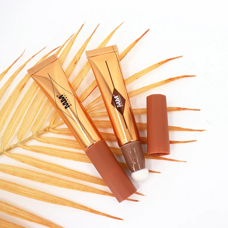 10ml Empty Cosmetic Makeup Face Blush Cream Concealer Packaging Soft Tube with Flocking Sponge Applicator Plastic Squeeze Tubes