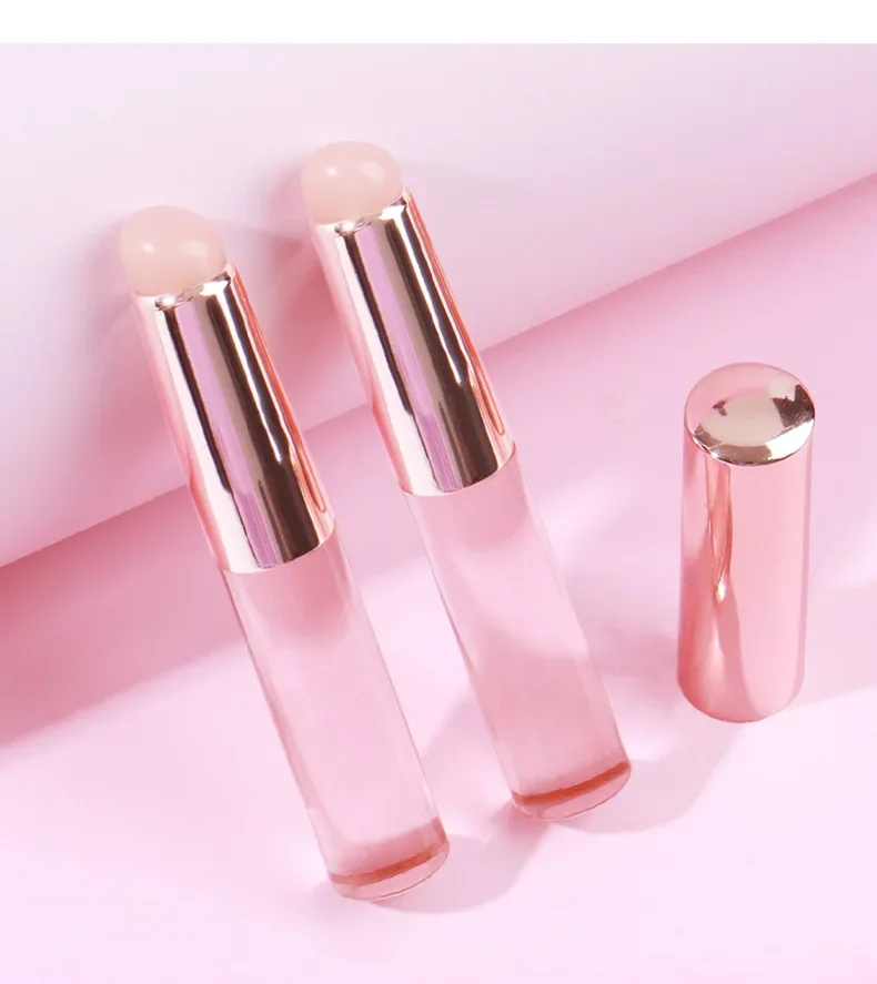 Mini Silicone Lip Brushes With Cover Angled Round Head Lipstick Smudge Brush Portable Lip Gloss Balm Applicator Cosmetic Tools