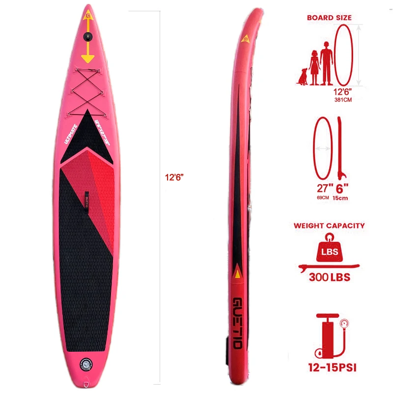 GUETIO Newly Designed Water Surfboard Inflatable Stand Up Paddle Board Racing Board