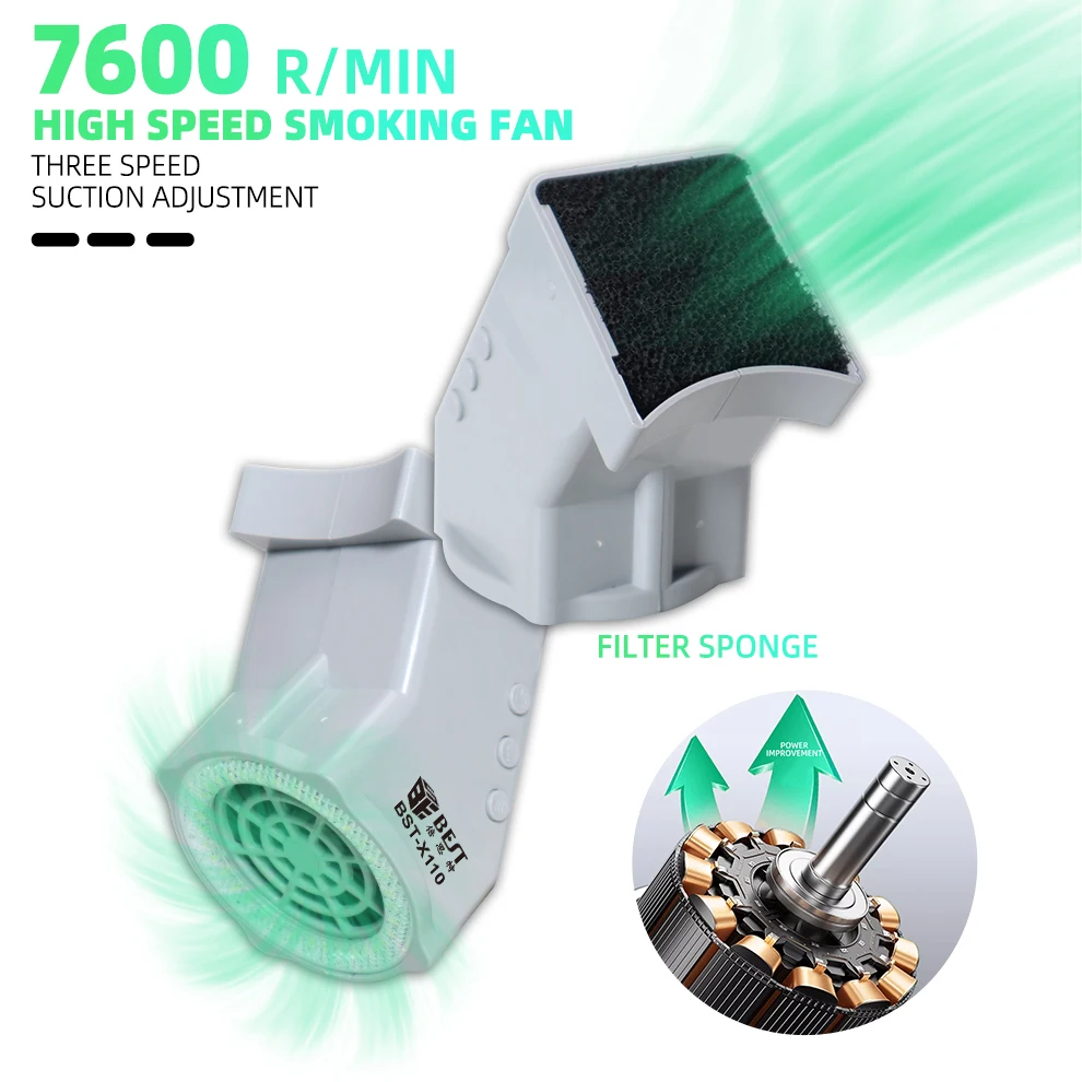 BST-X110 Exhaust Fan with Light for Microscopes Welding Adjustable Smoking Device with LED Lighting of Mobile Phone Repair
