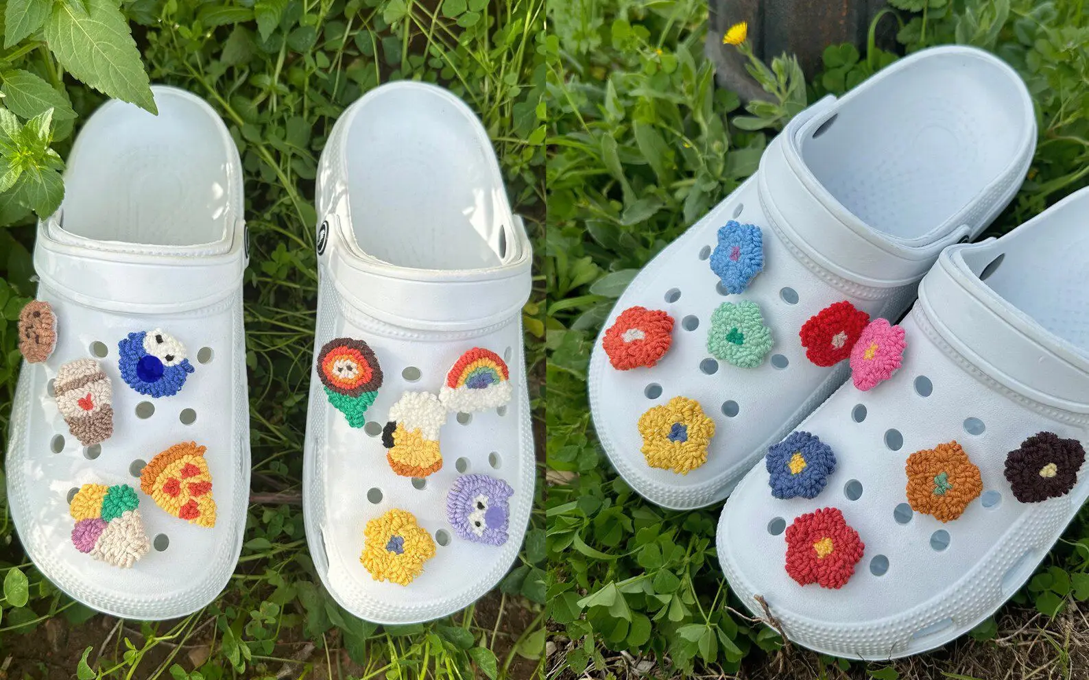 Fruit handmade punch needle pins badges-assorted embroidered fun brooch mushroom yin yang rainbow for crocs