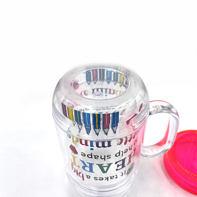 Custom Reusable Travel Ice Coffee Mugs Double Wall Tumblers Insulate Clear Plastic Cup With Straw And Lid