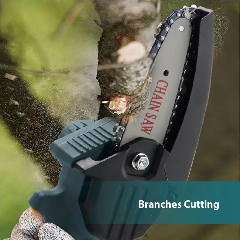 GRANDFAR Hot sale OEM 4/6 inch Battery lithium hand Chain saw Fruit tree saw Portable Cordless Mini electric Chainsaw