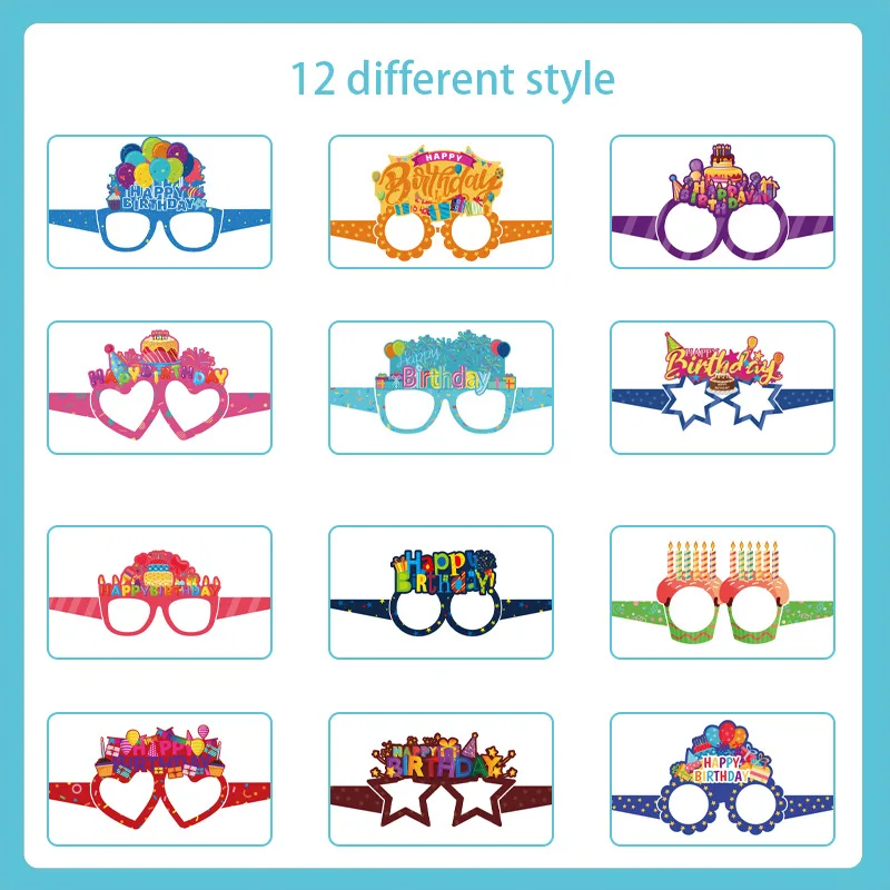 Newest Cross-border Party Supplies Happy Birthday Paper Glasses Funny Costume Accessories for Festive Gatherings