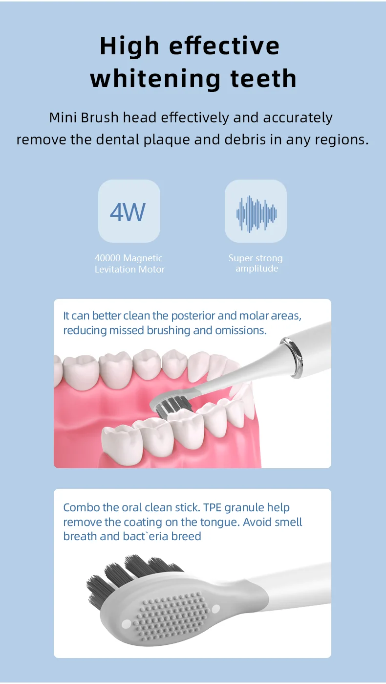 Professional  electric toothbrush travel adult toothbrush smart sonic electric with mini soft head