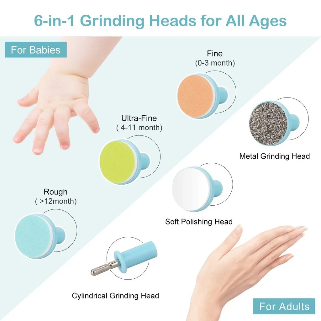 wholesale finger nail clipper sharp polish grinder 6 in 1 manicure set electric baby nail file set custom logo